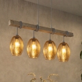 BRILAGI - Pendel med wire WOOD GLASS 4xE27/60W/230V fyr/grå/røget brun