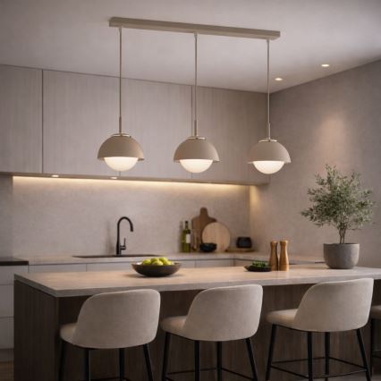 Brilagi - Pendel med wireophæng 3xE27/60W/230V beige/guld