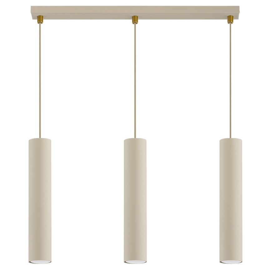 Brilagi - Pendel med wireophæng 3xGU10/15W/230V beige/guld