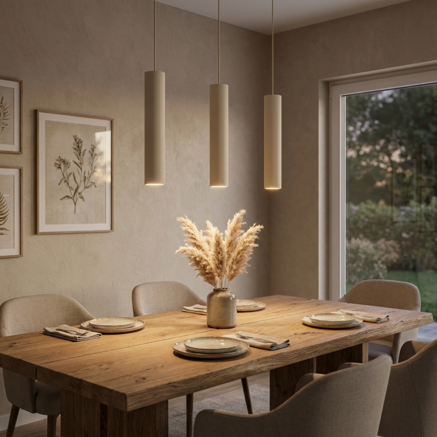 Brilagi - Pendel med wireophæng 3xGU10/15W/230V beige/guld