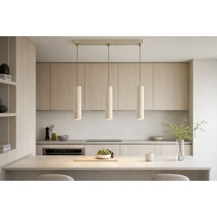 Brilagi - Pendel med wireophæng 3xGU10/15W/230V beige/guld