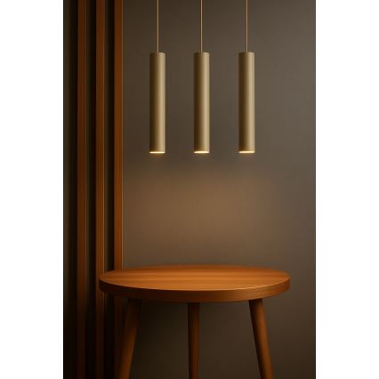 Brilagi - Pendel med wireophæng 3xGU10/15W/230V beige/guld