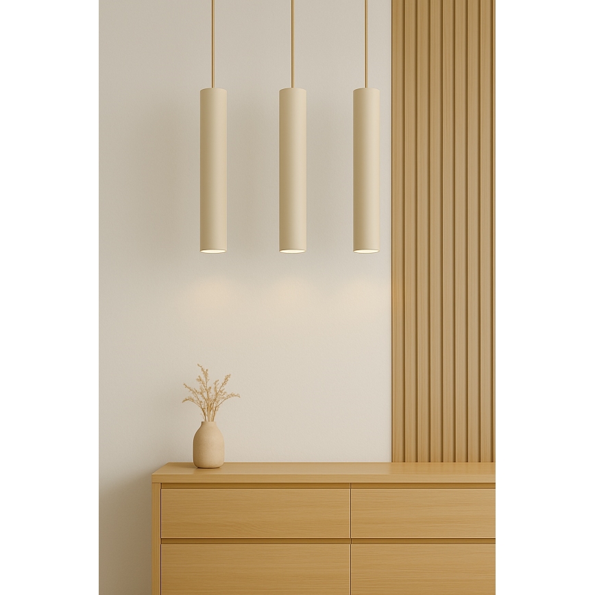 Brilagi - Pendel med wireophæng 3xGU10/15W/230V beige/guld