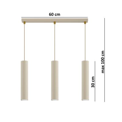 Brilagi - Pendel med wireophæng 3xGU10/15W/230V beige/guld