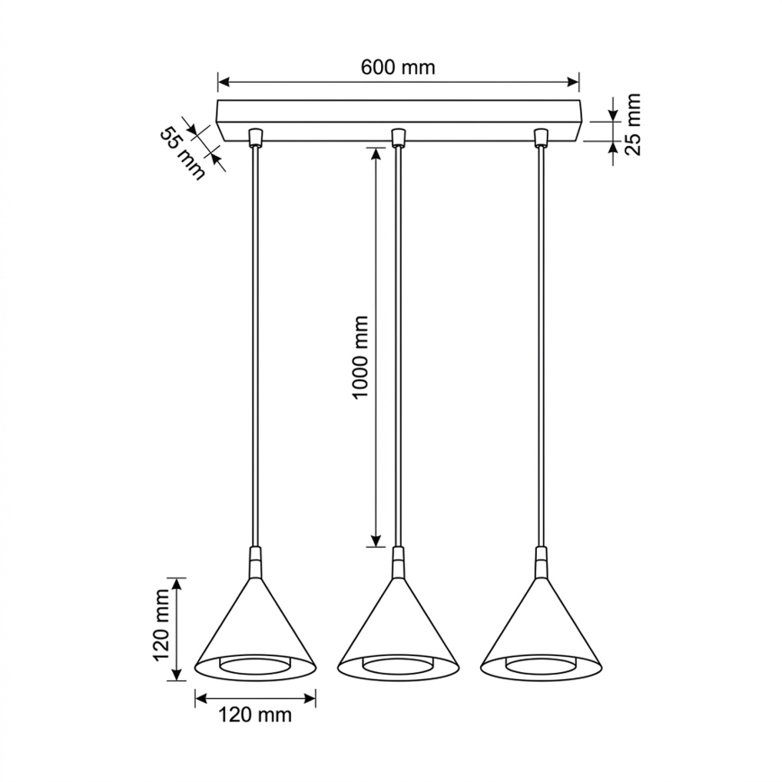 Brilagi - Pendel med wireophæng CONE TRIPLE 3xGX53/15W/230V hvid
