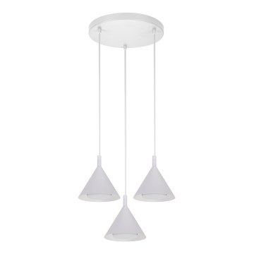 Brilagi - Pendel med wireophæng CONE TRIPLE ROUND 3xGX53/15W/230V hvid