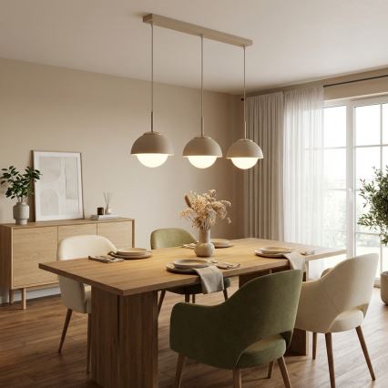 Brilagi - Pendel med wireophæng COSMO 3xE27/60W/230V beige/guld