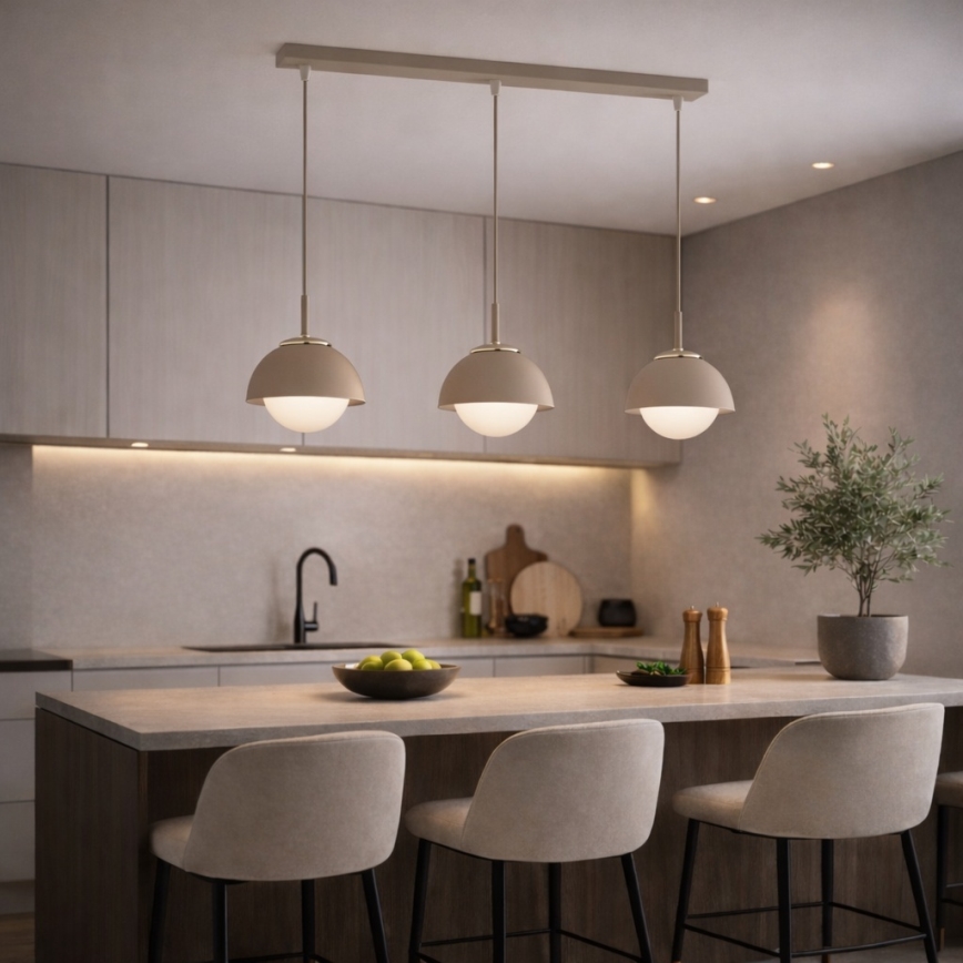 Brilagi - Pendel med wireophæng COSMO 3xE27/60W/230V beige/guld