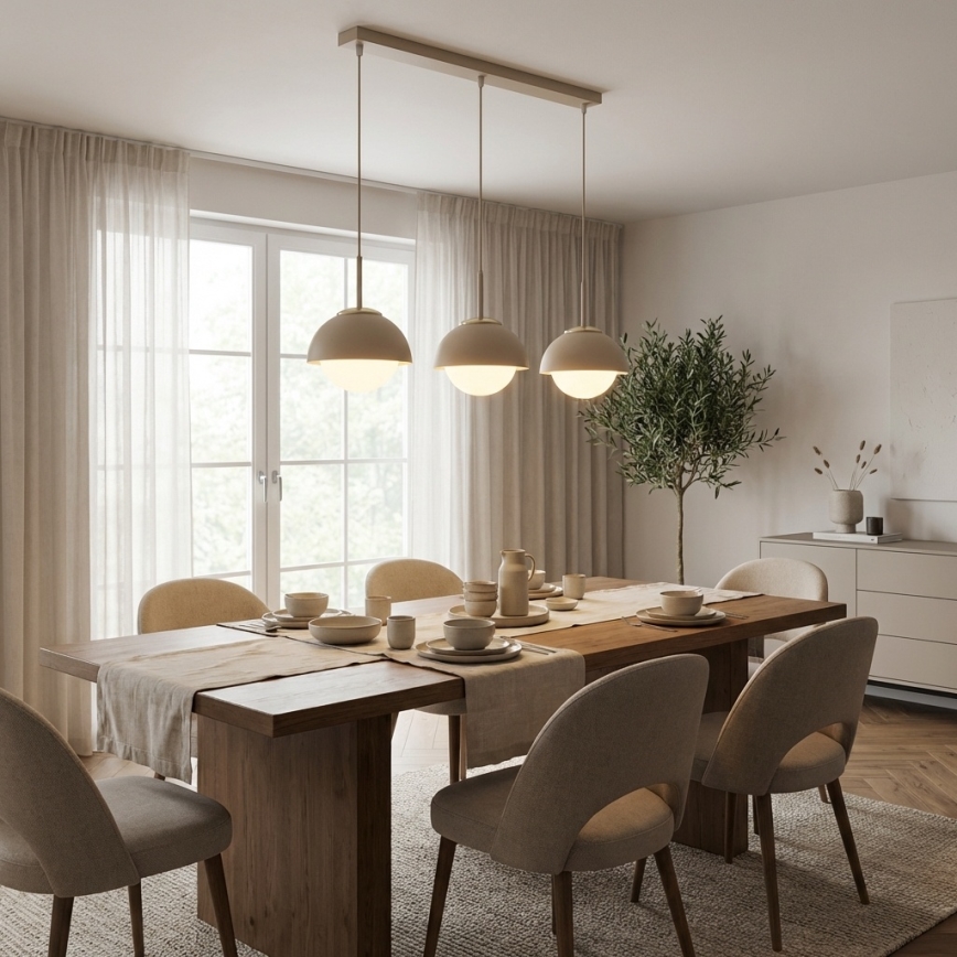 Brilagi - Pendel med wireophæng COSMO 3xE27/60W/230V beige/guld