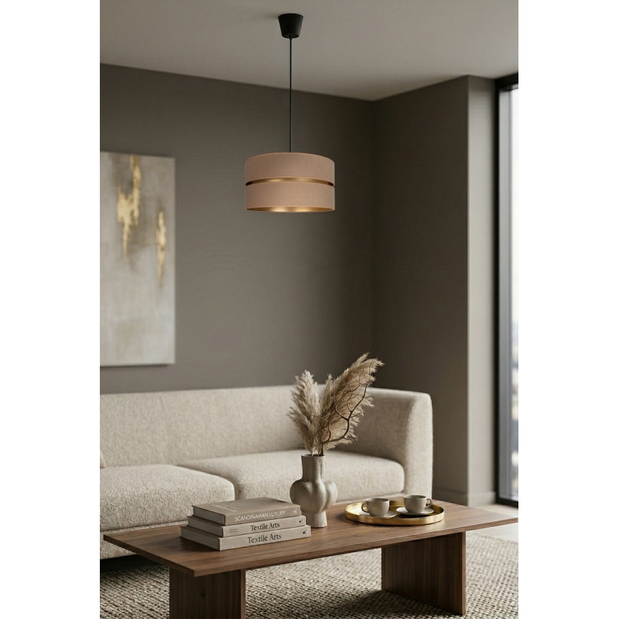 Brilagi - Pendel med wireophæng DUO-DUO, 1xE27/60W/230V, Ø 40 cm, beige/guld