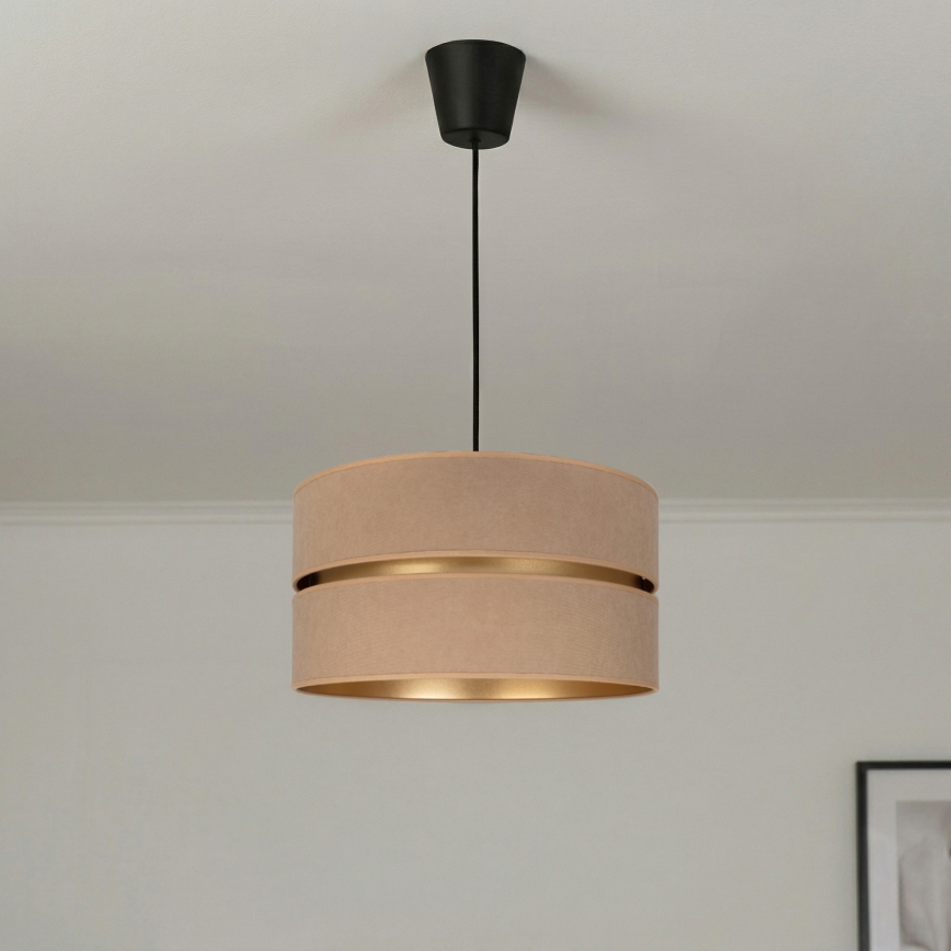 Brilagi - Pendel med wireophæng DUO-DUO, 1xE27/60W/230V, Ø 40 cm, beige/guld