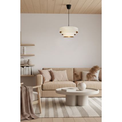 Brilagi - Pendel med wireophæng LUNETA 1xE27/60W/230V Ø 40 cm creme/guld