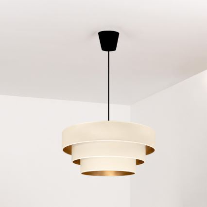Brilagi - Pendel med wireophæng LUNETA 1xE27/60W/230V Ø 40 cm creme/guld
