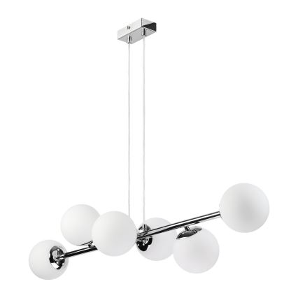 Brilagi - Pendel med wireophæng MALONY 6xE14/20W/230V poleret krom