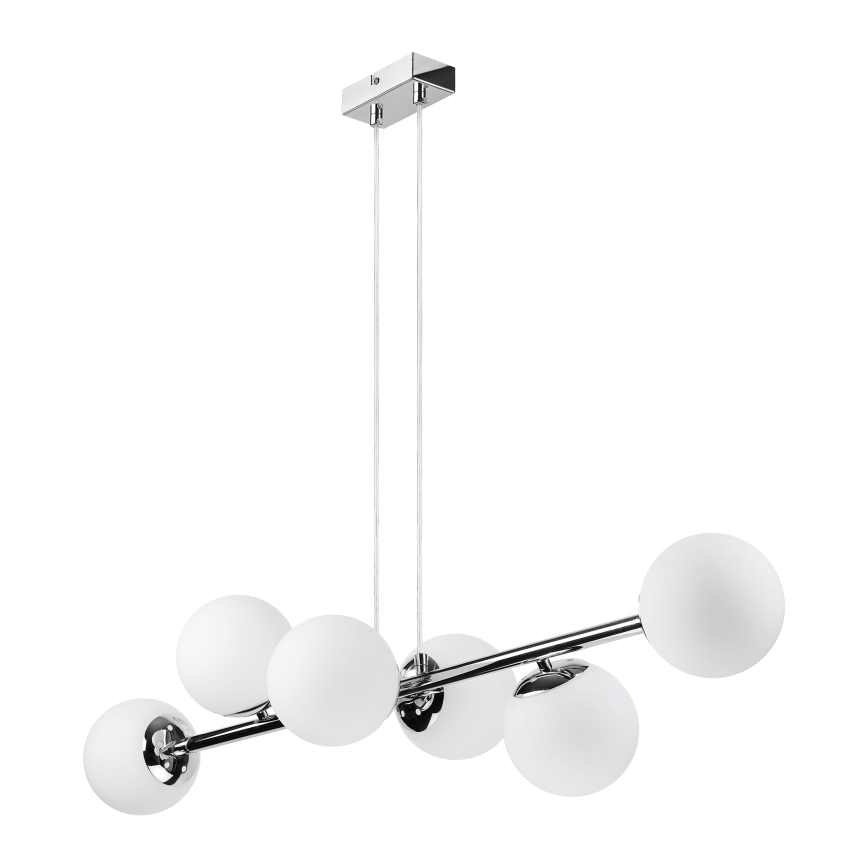 Brilagi - Pendel med wireophæng MALONY 6xE14/20W/230V poleret krom