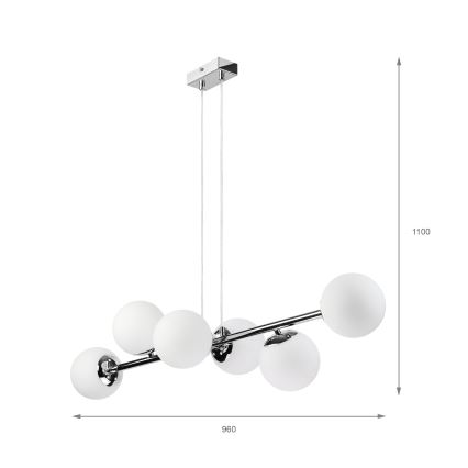 Brilagi - Pendel med wireophæng MALONY 6xE14/20W/230V poleret krom