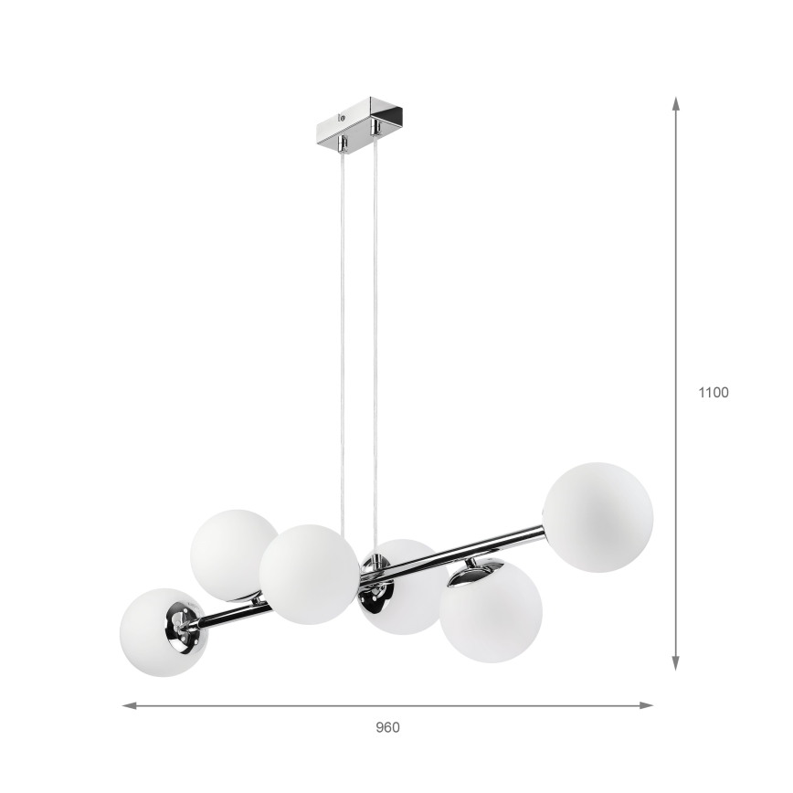 Brilagi - Pendel med wireophæng MALONY 6xE14/20W/230V poleret krom