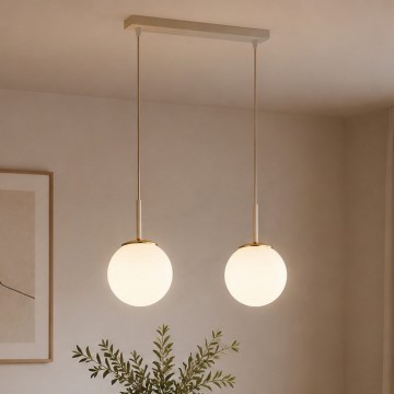 Brilagi - Pendel med wireophæng MILO 2xE27/60W/230V beige/guld