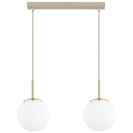 Brilagi - Pendel med wireophæng MILO 2xE27/60W/230V beige/guld