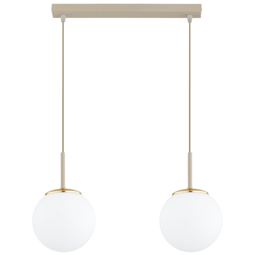 Brilagi - Pendel med wireophæng MILO 2xE27/60W/230V beige/guld