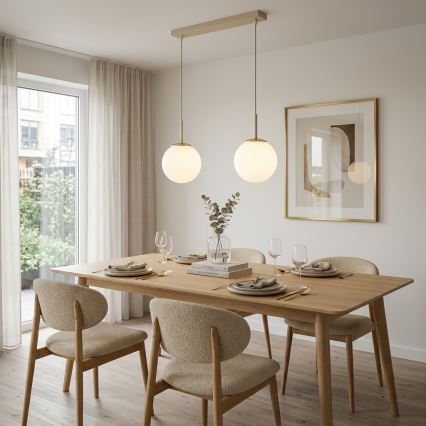 Brilagi - Pendel med wireophæng MILO 2xE27/60W/230V beige/guld