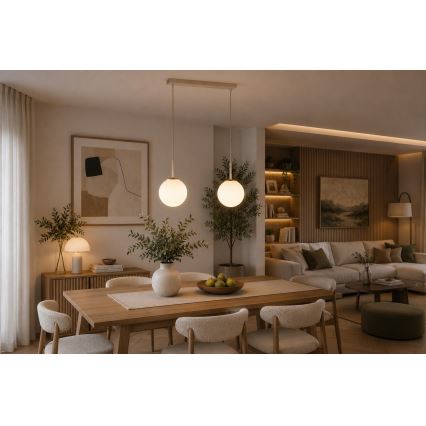 Brilagi - Pendel med wireophæng MILO 2xE27/60W/230V beige/guld