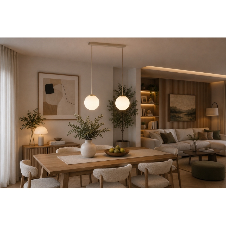 Brilagi - Pendel med wireophæng MILO 2xE27/60W/230V beige/guld
