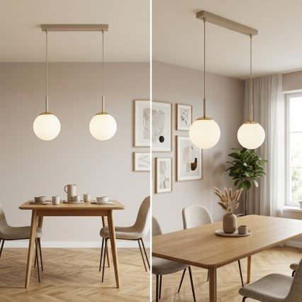 Brilagi - Pendel med wireophæng MILO 2xE27/60W/230V beige/guld