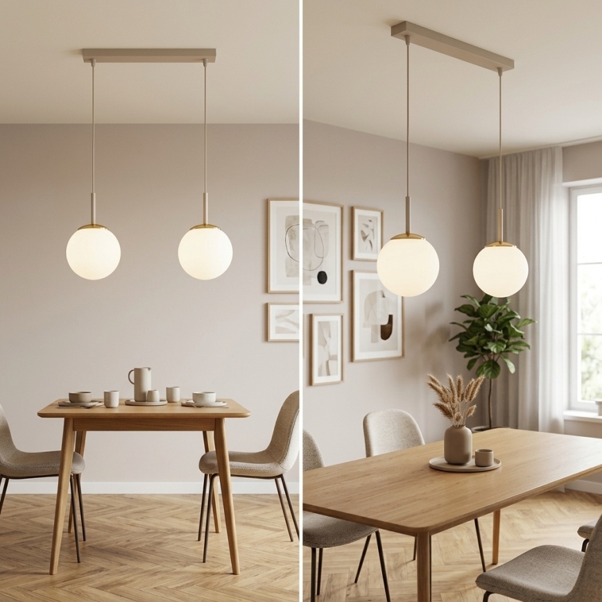 Brilagi - Pendel med wireophæng MILO 2xE27/60W/230V beige/guld