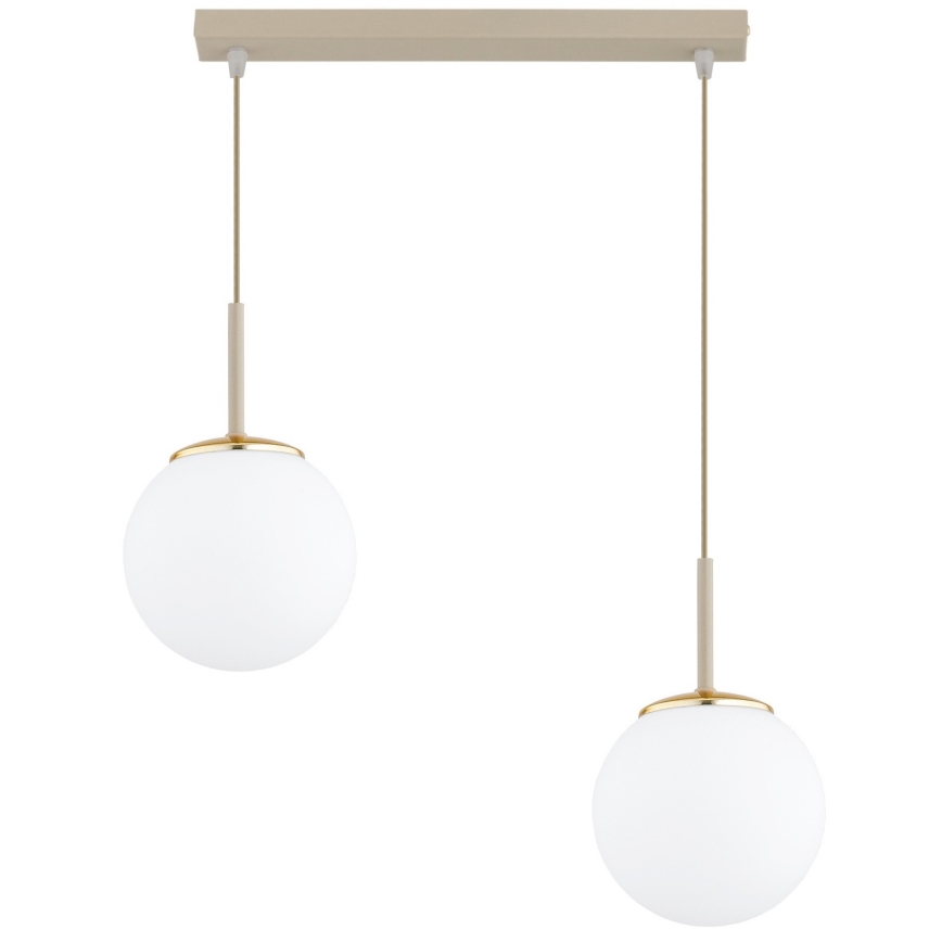 Brilagi - Pendel med wireophæng MILO 2xE27/60W/230V beige/guld