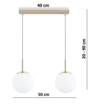 Brilagi - Pendel med wireophæng MILO 2xE27/60W/230V beige/guld