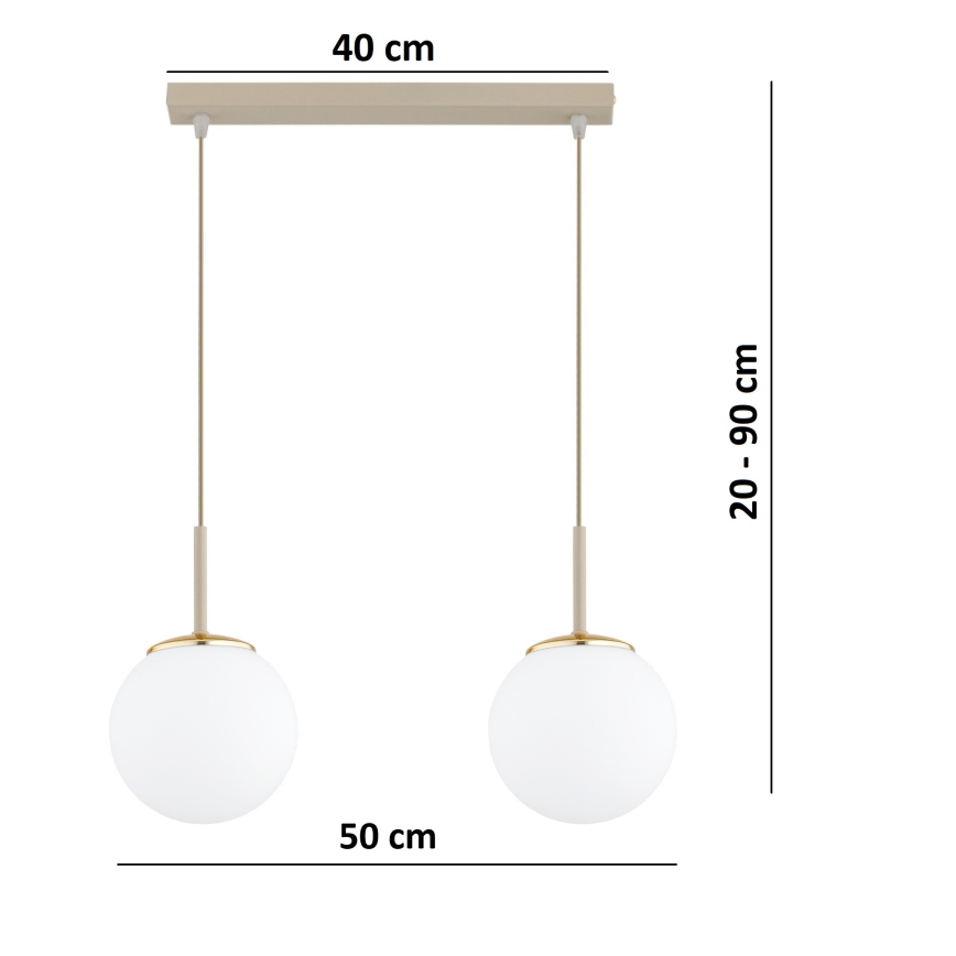 Brilagi - Pendel med wireophæng MILO 2xE27/60W/230V beige/guld