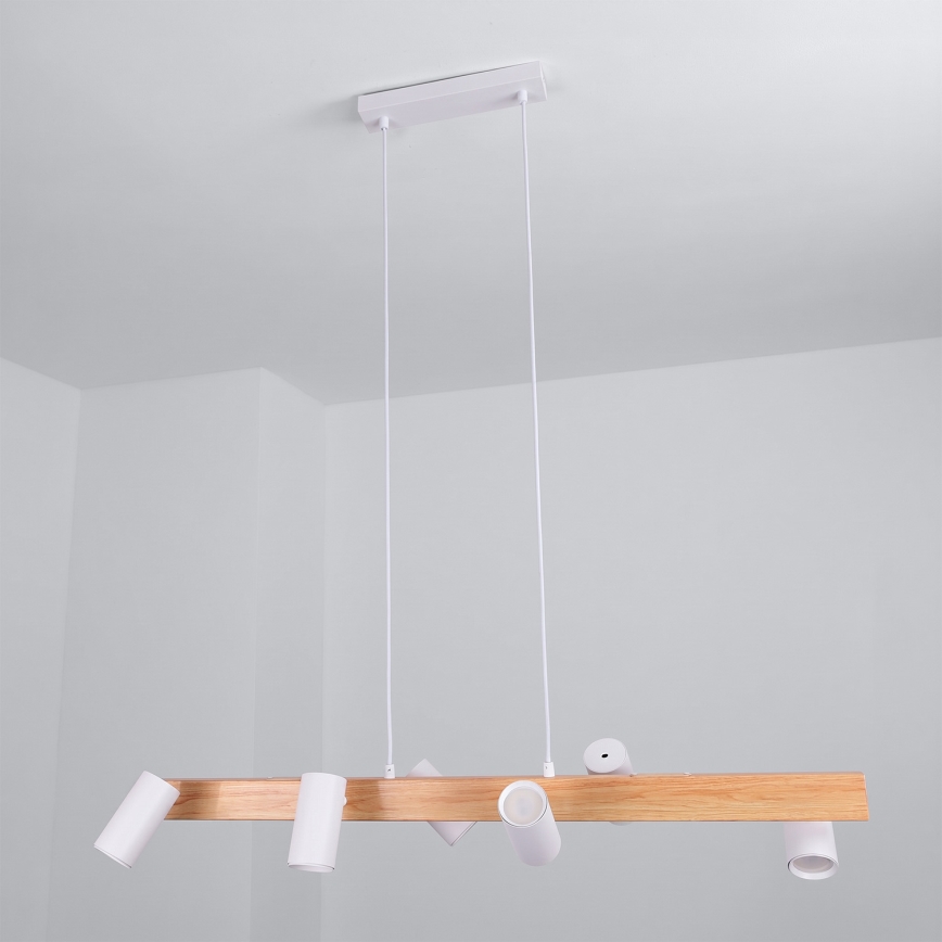 Brilagi - Pendel med wireophæng SELE 6xGU10/30W/230V hvid/egedekor