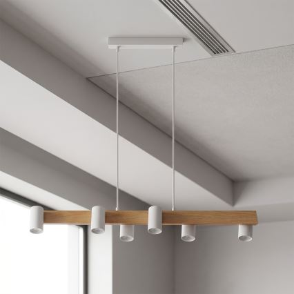 Brilagi - Pendel med wireophæng SELE 6xGU10/30W/230V hvid/egedekor