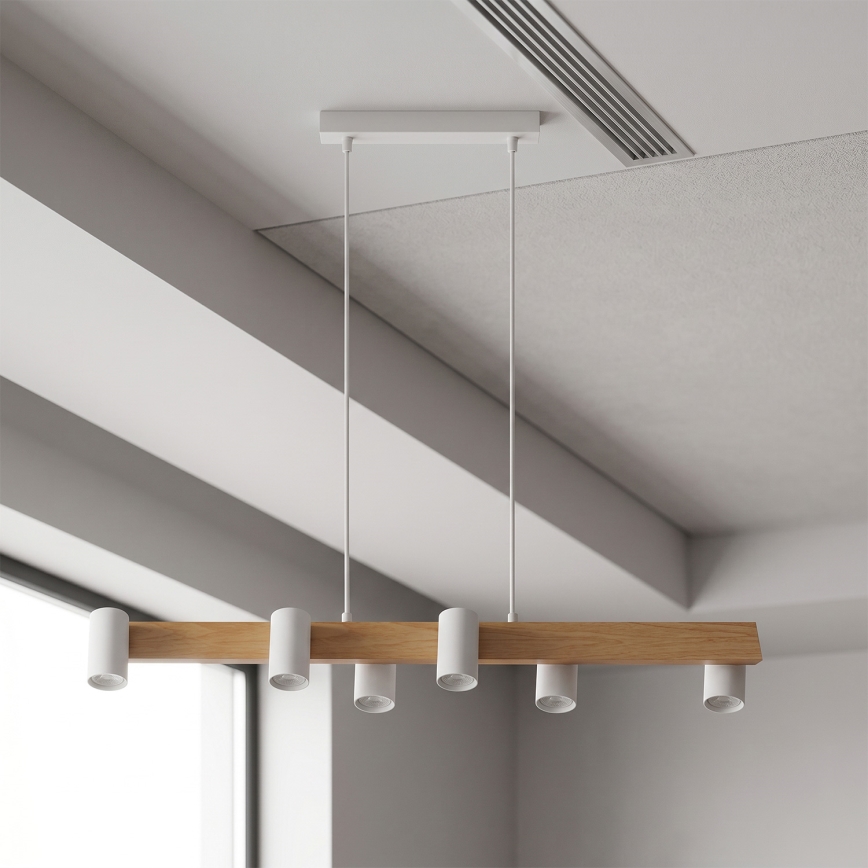 Brilagi - Pendel med wireophæng SELE 6xGU10/30W/230V hvid/egedekor