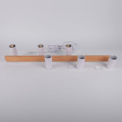 Brilagi - Pendel med wireophæng SELE 6xGU10/30W/230V hvid/egedekor