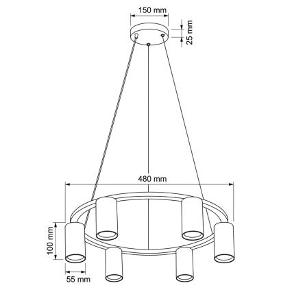 Brilagi - Pendel med wireophæng SELE 6xGU10/30W/230V sort