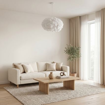Brilagi - Pendel med wireophæng SOLEAIR 2xE27/40W/230V Ø 60 cm hvid
