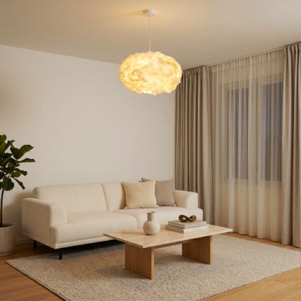 Brilagi - Pendel med wireophæng SOLEAIR 2xE27/40W/230V Ø 60 cm hvid