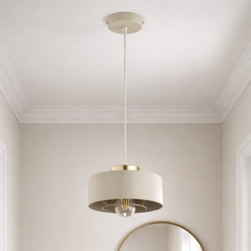 Brilagi - Pendel med wireophæng SPRING 1xE27/60W/230V Ø 20 cm beige/guld