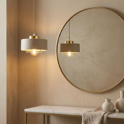 Brilagi - Pendel med wireophæng SPRING 1xE27/60W/230V Ø 20 cm beige/guld