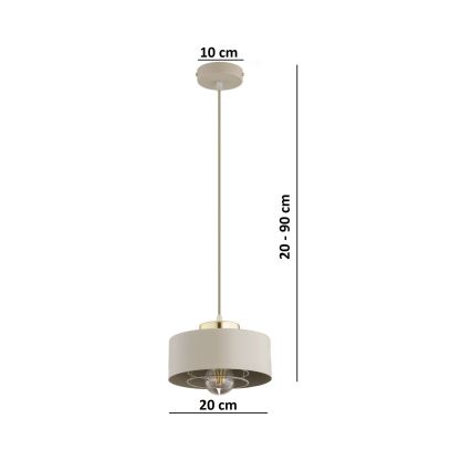Brilagi - Pendel med wireophæng SPRING 1xE27/60W/230V Ø 20 cm beige/guld