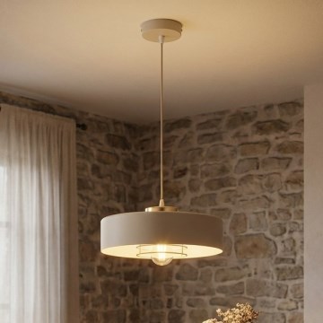 Brilagi - Pendel med wireophæng SPRING 1xE27/60W/230V Ø 30 cm beige/guld