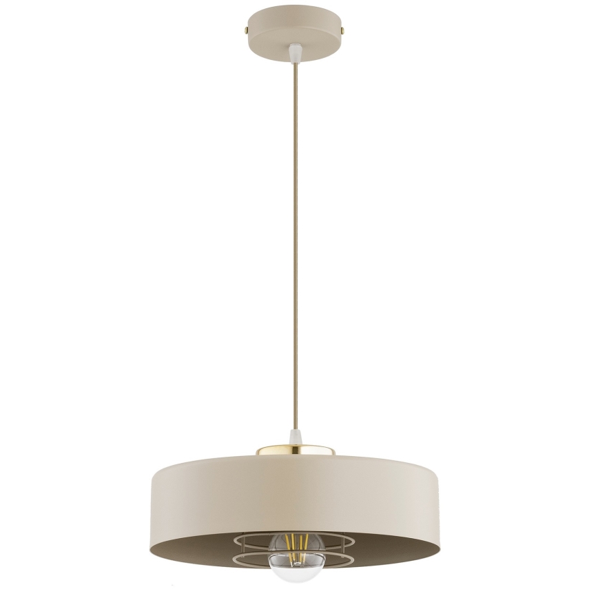 Brilagi - Pendel med wireophæng SPRING 1xE27/60W/230V Ø 30 cm beige/guld