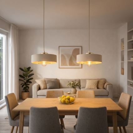 Brilagi - Pendel med wireophæng SPRING 1xE27/60W/230V Ø 30 cm beige/guld