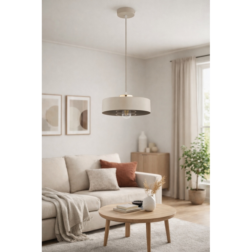Brilagi - Pendel med wireophæng SPRING 1xE27/60W/230V Ø 30 cm beige/guld