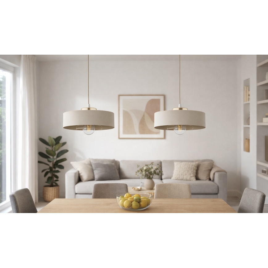 Brilagi - Pendel med wireophæng SPRING 1xE27/60W/230V Ø 30 cm beige/guld