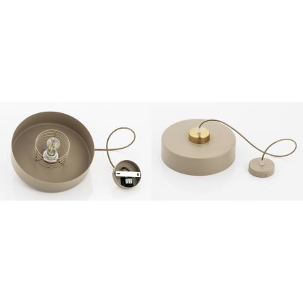 Brilagi - Pendel med wireophæng SPRING 1xE27/60W/230V Ø 30 cm beige/guld