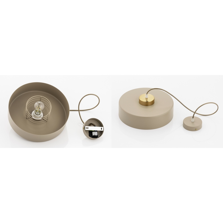 Brilagi - Pendel med wireophæng SPRING 1xE27/60W/230V Ø 30 cm beige/guld