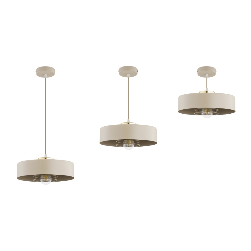 Brilagi - Pendel med wireophæng SPRING 1xE27/60W/230V Ø 30 cm beige/guld